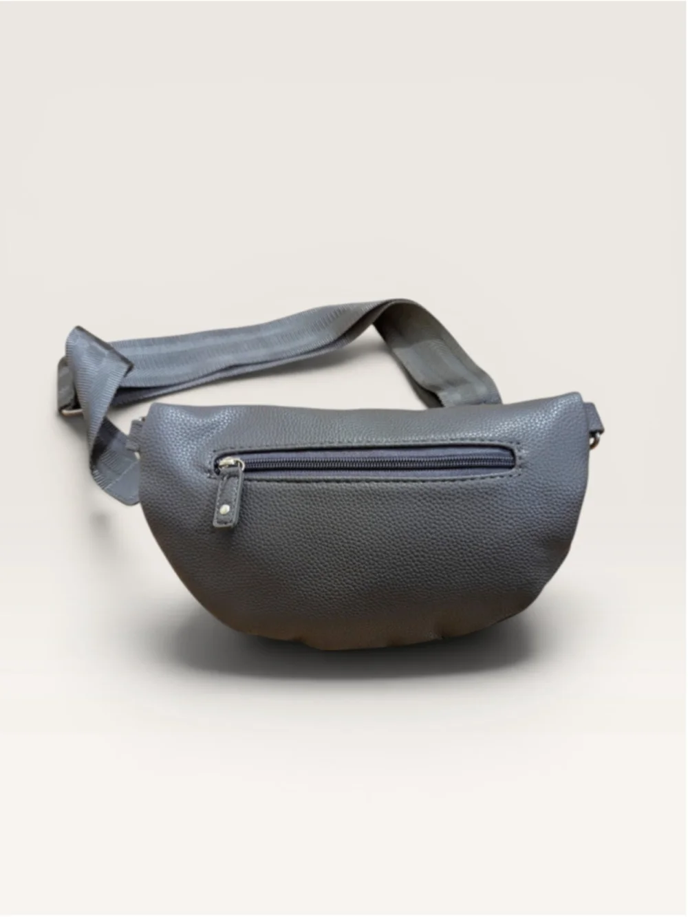 Von Lamezan Gray Pebbled Crossbody Bag Fanny Pack Vegan Faux Leather